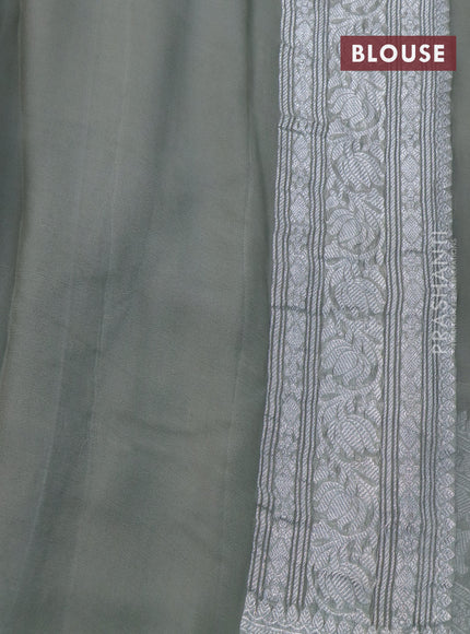 Banarasi chiffon saree grey shade with silver zari woven buttas and silver zari woven border