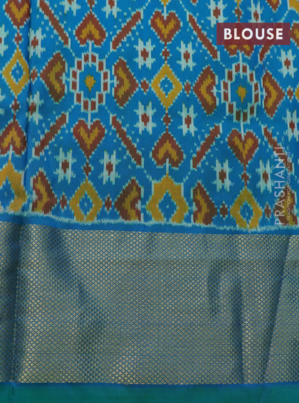 Pochampally silk saree pink shade and dual shade of teal green with allover zig zag weaves and zari woven border