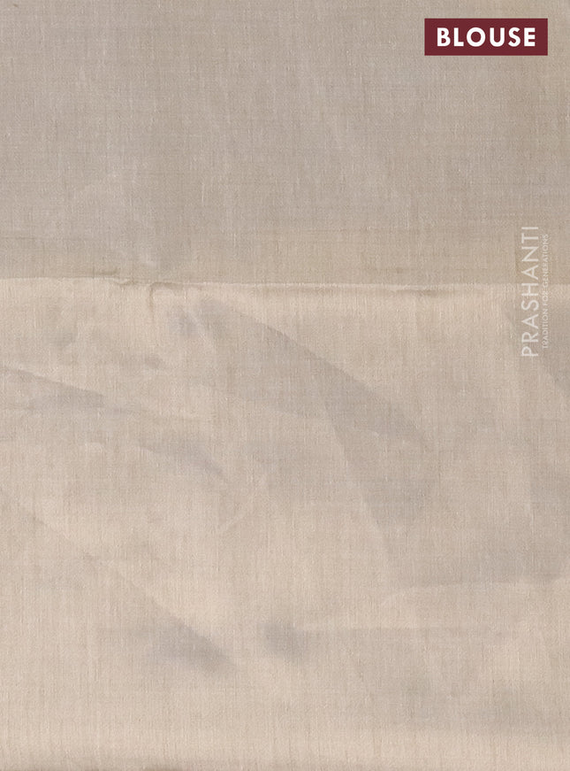 Munga cotton saree beige and light green with thread & zari weaves and thread woven border