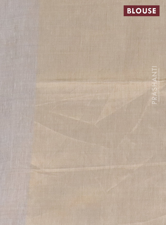 Munga cotton saree beige and peacock blue with thread & zari weaves and thread woven border