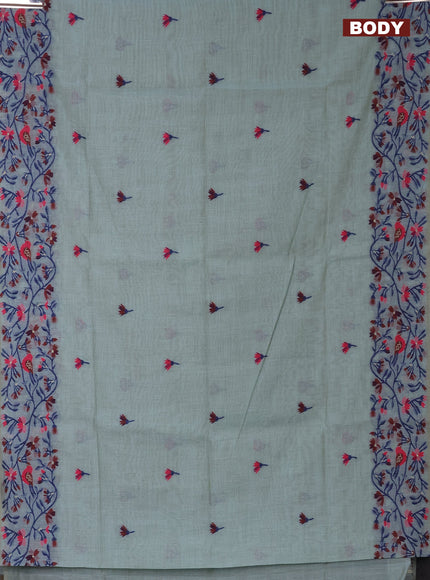 Munga cotton saree pastel blue with thread woven floral buttas and thread woven border