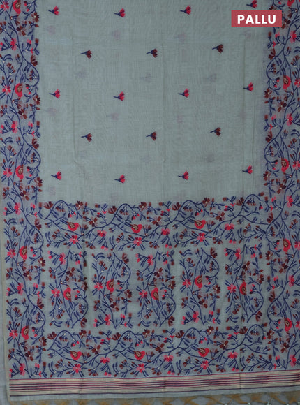 Munga cotton saree pastel blue with thread woven floral buttas and thread woven border