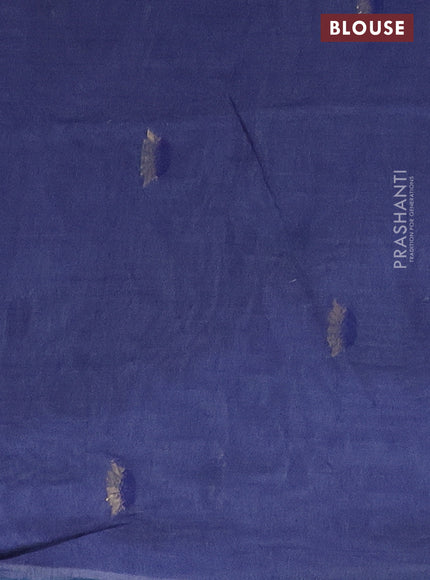 Munga cotton saree light blue and blue with thread woven buttas in borderless style