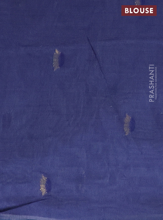 Munga cotton saree light blue and blue with thread woven buttas in borderless style