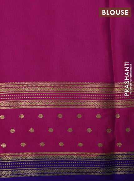 Pure mysore silk saree teal blue and pink blue with zari woven buttas and rich zari woven border