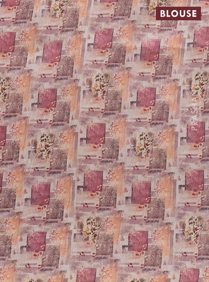 Semi tussar saree sandal and maroon with allover prints and kantha stitich work border