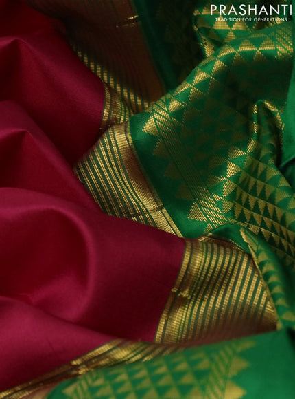 10 yards silk saree pink and green with plain body and zari woven border