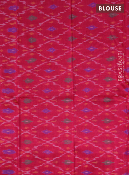 Mangalgiri Silk Cotton saree dual shade of blue and dark pink with plain body and zari woven border