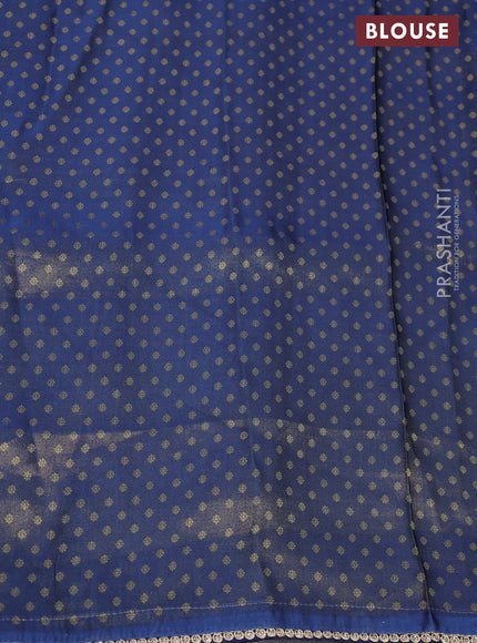 Banarasi semi crepe saree peacock blue with allover zari woven brocade weaves and lace work border