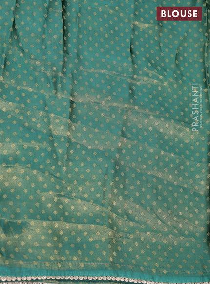 Banarasi semi crepe saree green with allover zari woven brocade weaves and lace work border