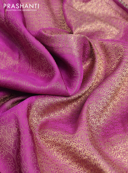 Banarasi semi crepe saree purple shade with allover zari woven brocade weaves and lace work border