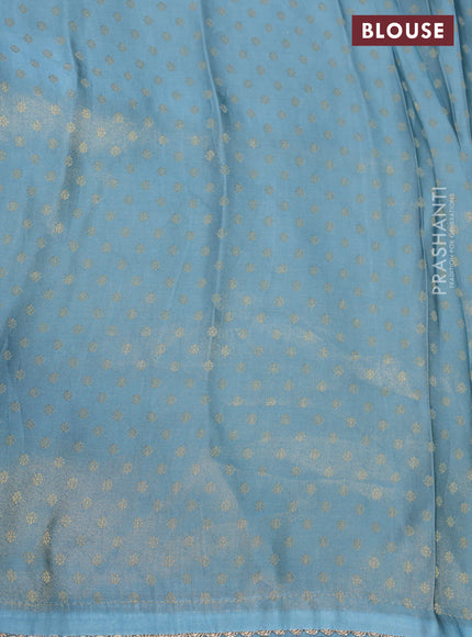Banarasi semi crepe saree pastel blue with allover zari woven brocade weaves and lace work border