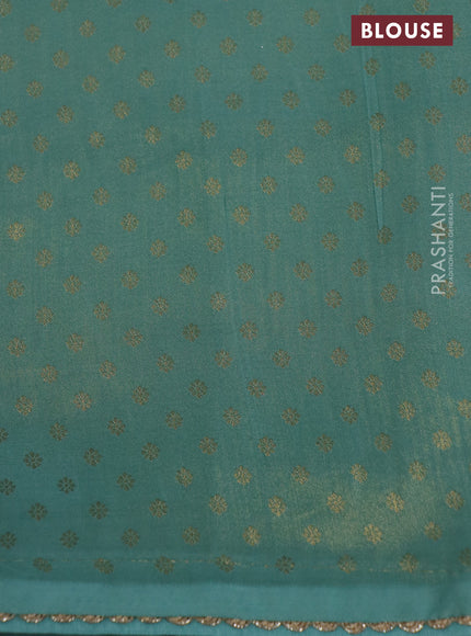 Banarasi semi crepe saree teal blue shade with allover zari woven brocade weaves and lace work border