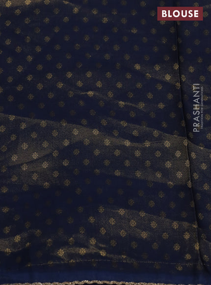 Banarasi semi crepe saree peacock blue with allover zari woven brocade weaves and lace work border