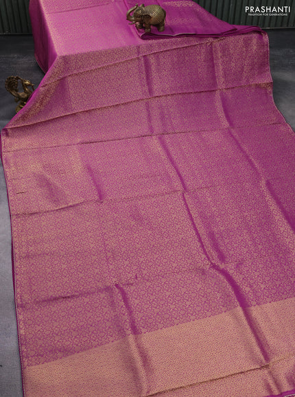 Banarasi semi crepe saree purple shade with allover zari woven brocade weaves and lace work border