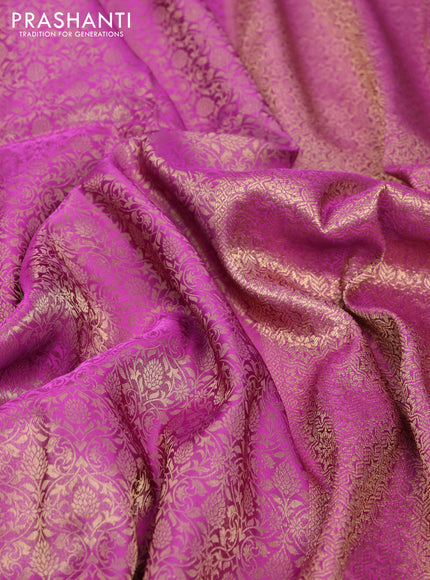 Banarasi semi crepe saree purple shade with allover zari woven brocade weaves and lace work border
