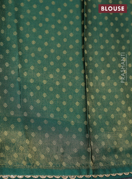Banarasi semi crepe saree green with allover zari woven brocade weaves and lace work border
