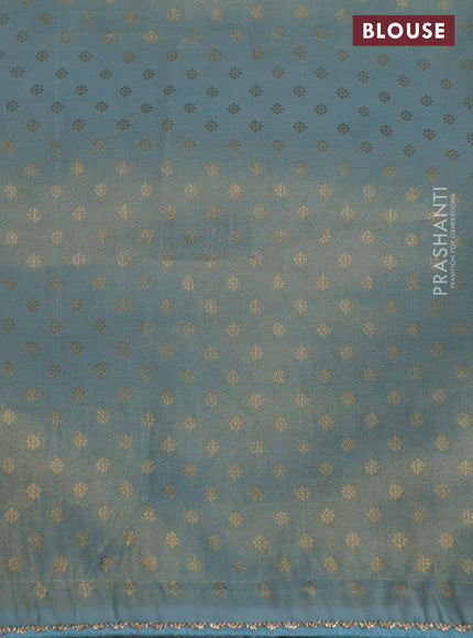 Banarasi semi crepe saree light blue with allover zari woven brocade weaves and lace work border