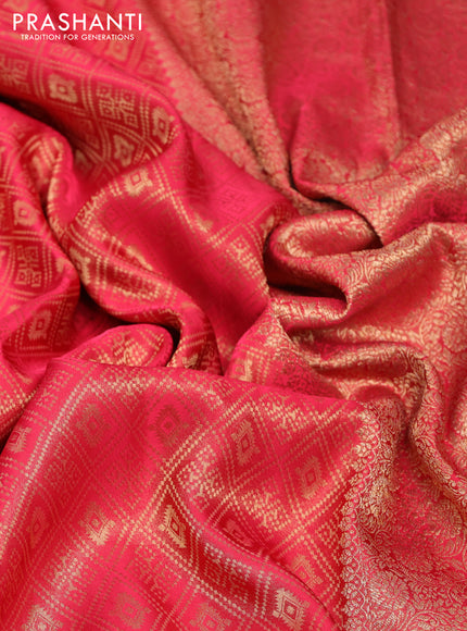Banarasi semi crepe saree red with allover zari woven brocade weaves and lace work border