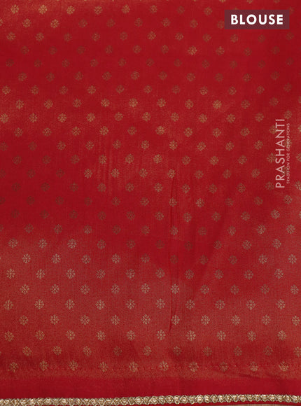 Banarasi semi crepe saree red with allover zari woven brocade weaves and lace work border