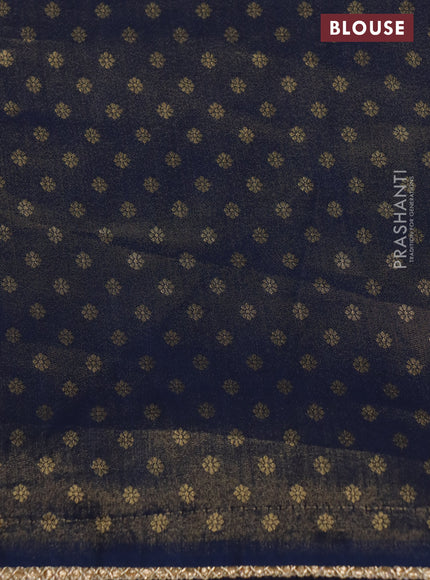 Banarasi semi crepe saree peacock blue with allover zari woven brocade weaves and lace work border