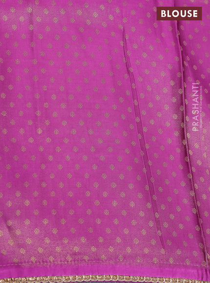 Banarasi semi crepe saree purple with allover zari woven brocade weaves and lace work border