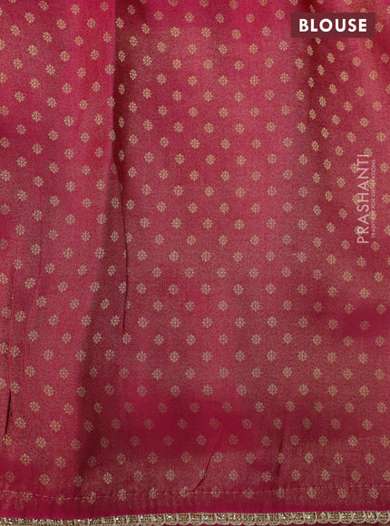 Banarasi semi crepe saree pink with allover zari woven brocade weaves and lace work border