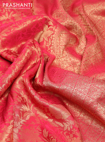 Banarasi semi crepe saree red with allover zari woven brocade weaves and lace work border