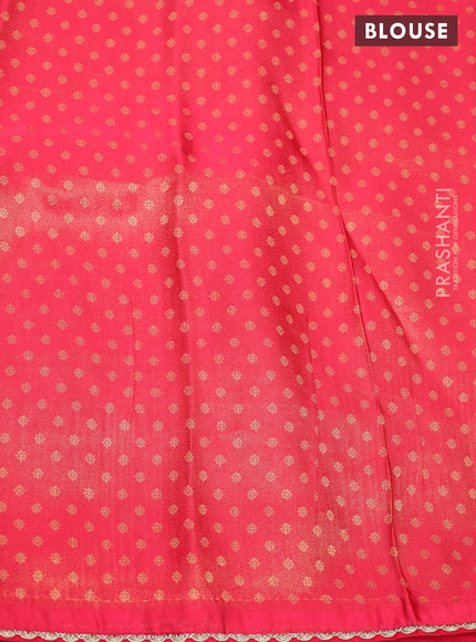 Banarasi semi crepe saree red with allover zari woven brocade weaves and lace work border