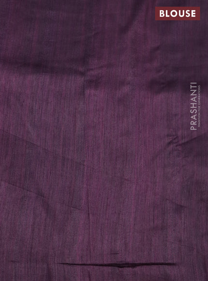 Semi tussar saree wine shade with allover mirror work and printed border