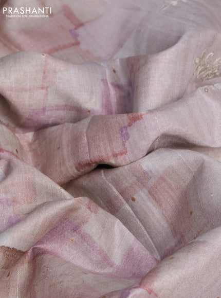 Semi tussar saree pastel shade with allover geometric prints and embroidery cut work border