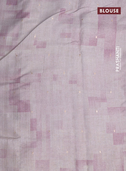 Semi tussar saree pastel shade with allover geometric prints and embroidery cut work border