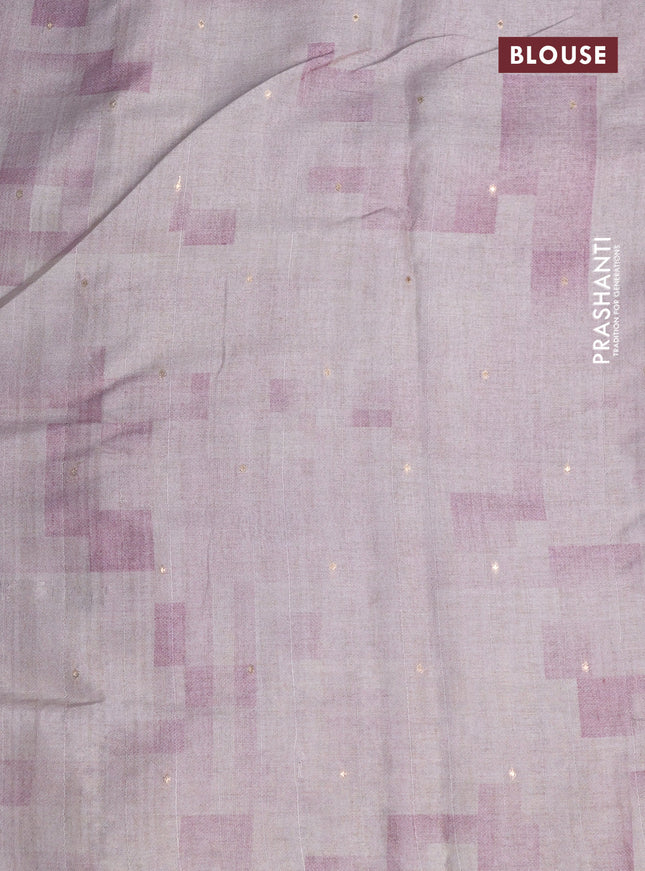 Semi tussar saree pastel shade with allover geometric prints and embroidery cut work border