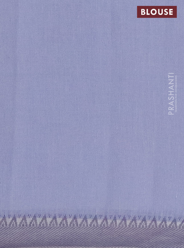 Mangalgiri cotton saree baby pink and off white grey with allover floral prints and thread woven border