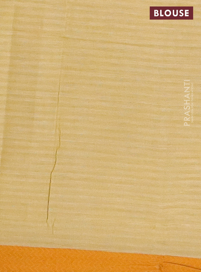 Mangalgiri cotton saree pastel brown and mustard yellow with allover kalamkari prints and thread woven border