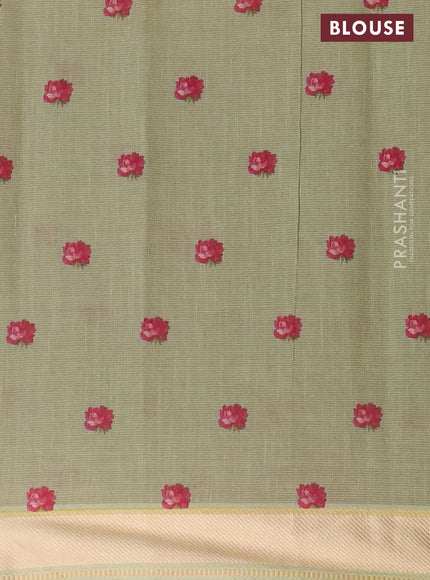 Mangalgiri cotton saree pastel peach and cream pastel pink with allover prints and thread woven border