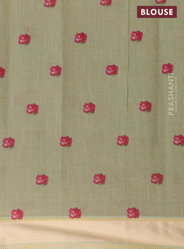 Mangalgiri cotton saree pastel peach and cream pastel pink with allover prints and thread woven border