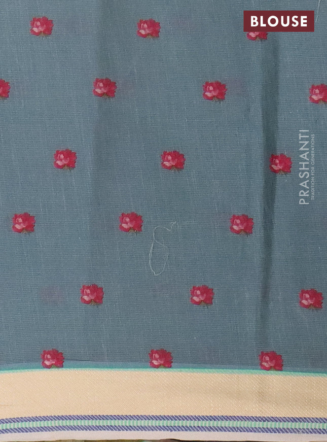 Mangalgiri cotton saree sandal and cream green shade with allover prints and thread woven border