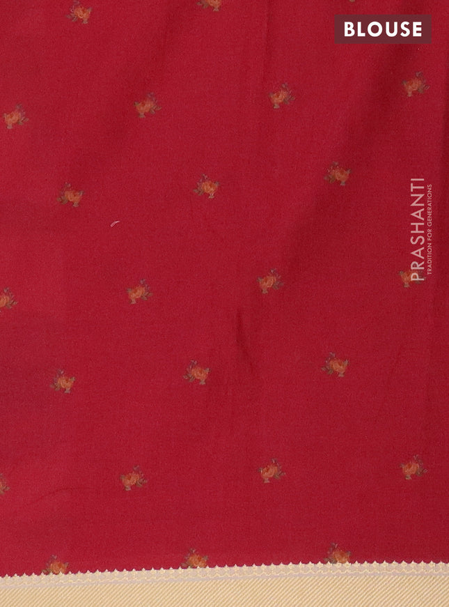 Mangalgiri cotton saree peach orange and cream pink with allover floral prints and thread woven border