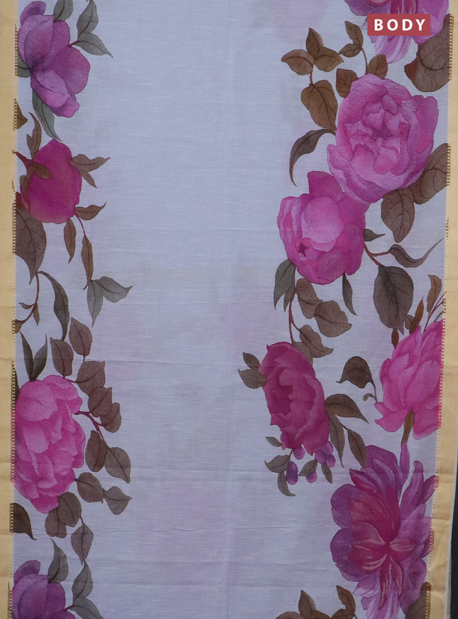 Mangalgiri cotton saree pastel blue shade and cream blue with allover floral prints and thread woven border