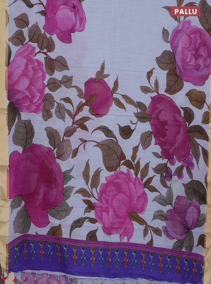 Mangalgiri cotton saree pastel blue shade and cream blue with allover floral prints and thread woven border