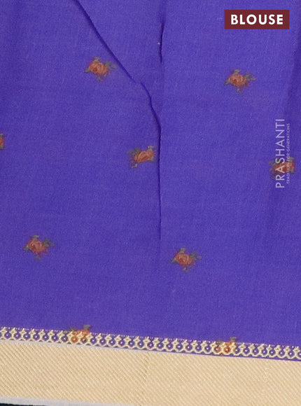 Mangalgiri cotton saree pastel blue shade and cream blue with allover floral prints and thread woven border