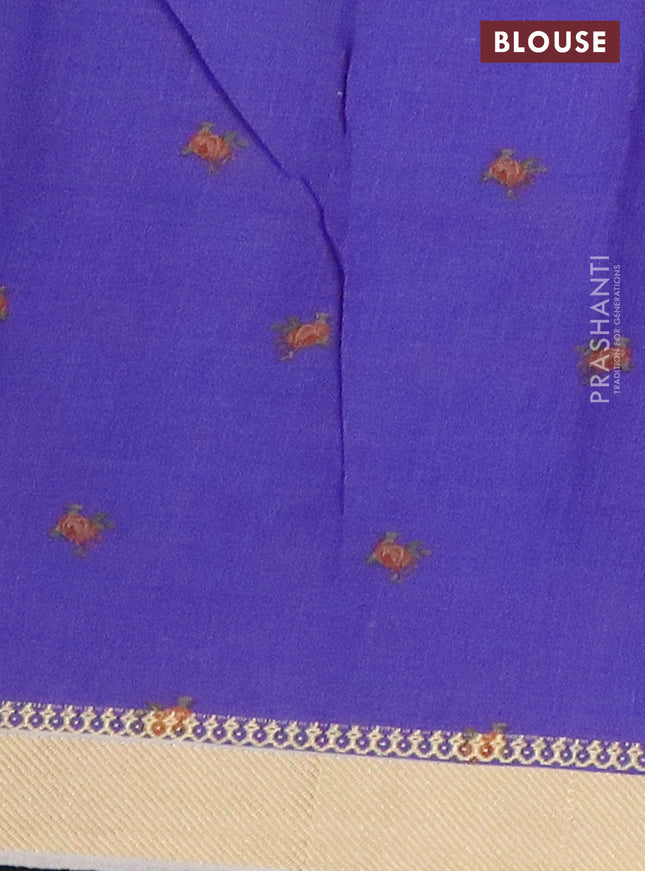 Mangalgiri cotton saree pastel blue shade and cream blue with allover floral prints and thread woven border