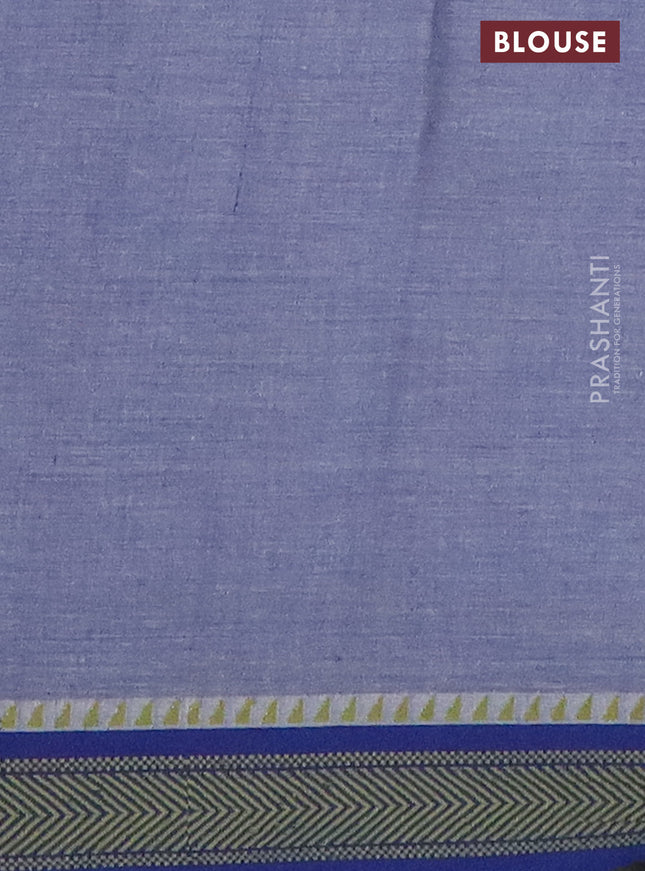 Mangalgiri cotton saree beige and blue with floral prints and thread woven border