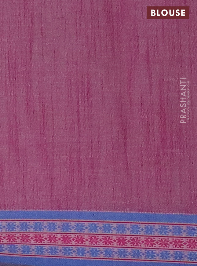 Mangalgiri cotton saree pista green and blue with floral prints and thread woven border