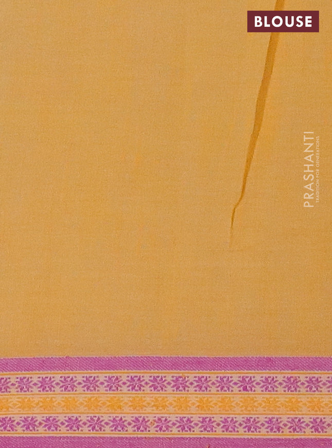 Mangalgiri cotton saree light blue and pink with floral prints and thread woven border