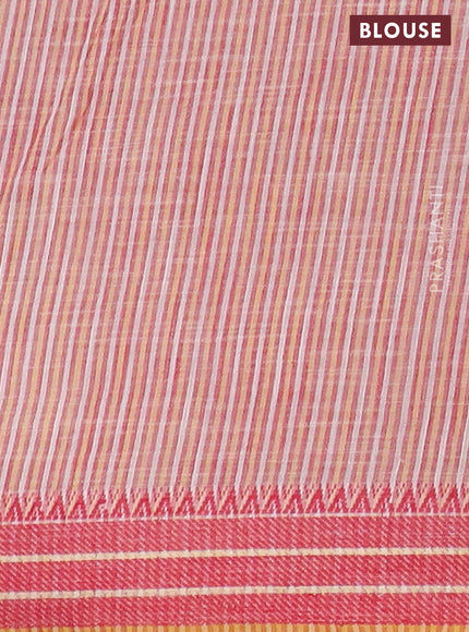 Mangalgiri cotton saree cream and maroon with allover floral prints and thread woven border