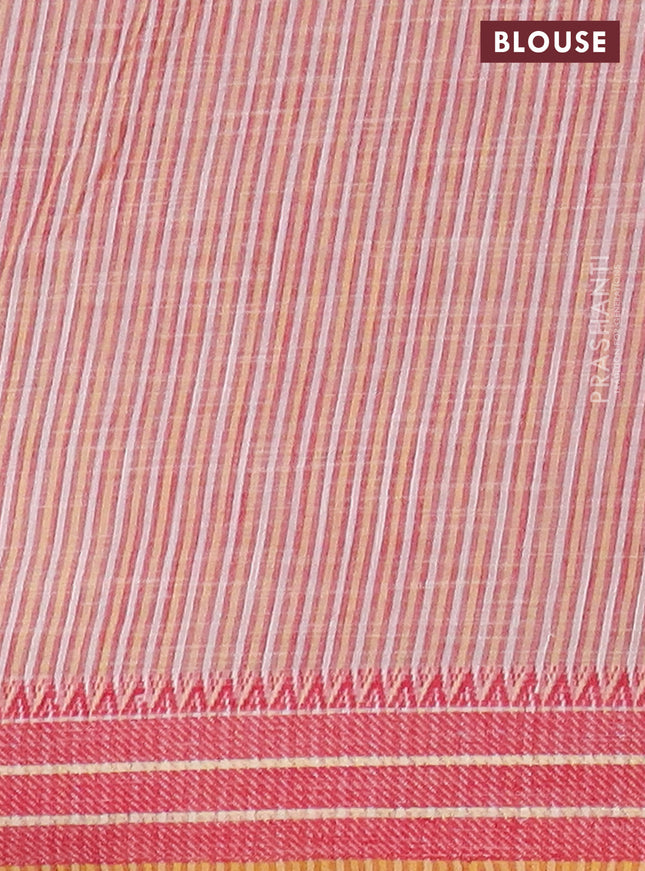 Mangalgiri cotton saree cream and maroon with allover floral prints and thread woven border