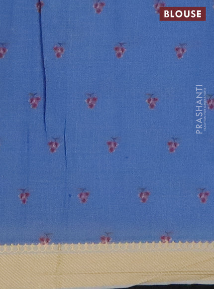 Mangalgiri cotton saree grey and cream with floral prints and zari woven border