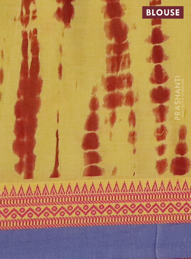 Mangalgiri cotton saree yellow and pink blue with allover floral prints and thread woven simple